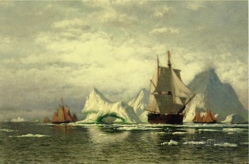 William Bradford Painting - Arctic Whaler Homeward Bound Among the Icebergs William Bradford